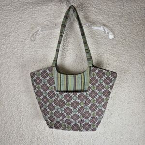 Maruca Handmade Tote Bag Boulder CO Floral Tapestry Shoulder Purse Green Purple